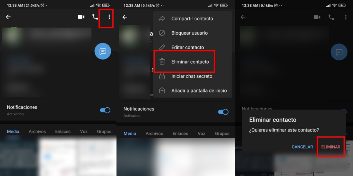 Cómo eliminar un contacto de Telegram