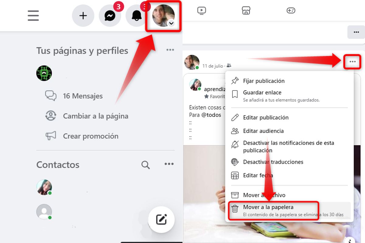 Así puedes eliminar una publicación en Facebook desde un ordenador