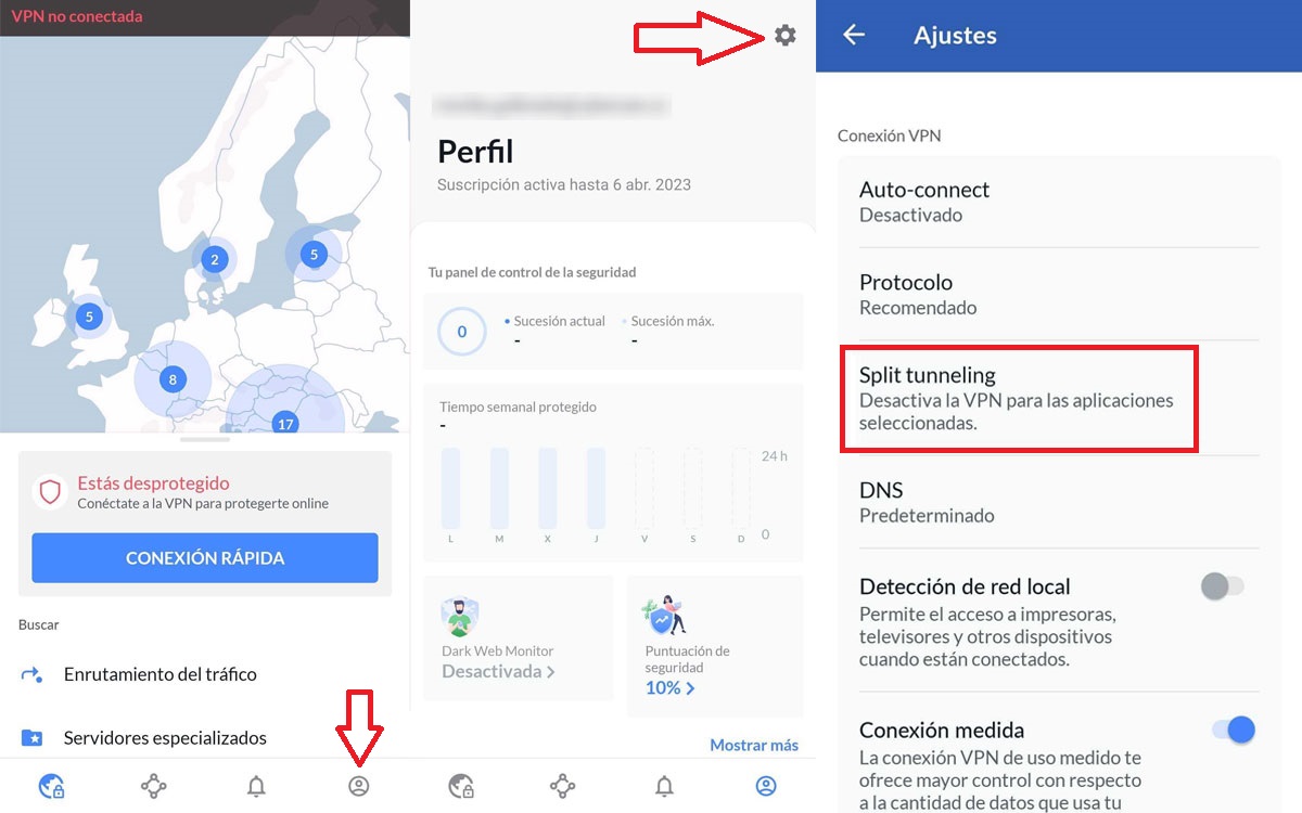 Túnel separado en VPN