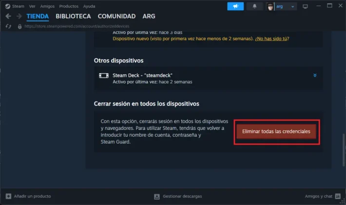 Como expulsar un dispositivo de tu cuenta de Steam