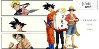 Como hacer personajes de anime en Infinite Craft Goku Naruto y Luffy