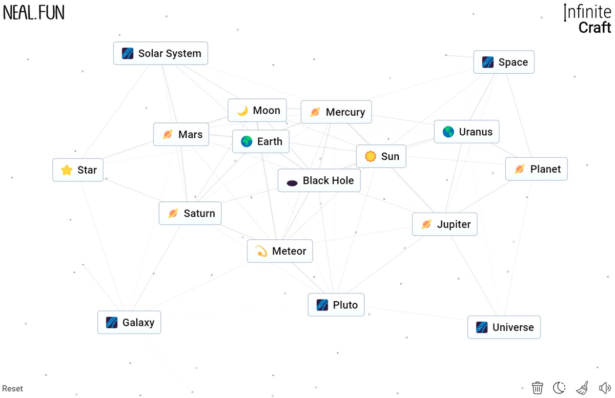 Como hacer planetas y todo el universo en Infinite Craft