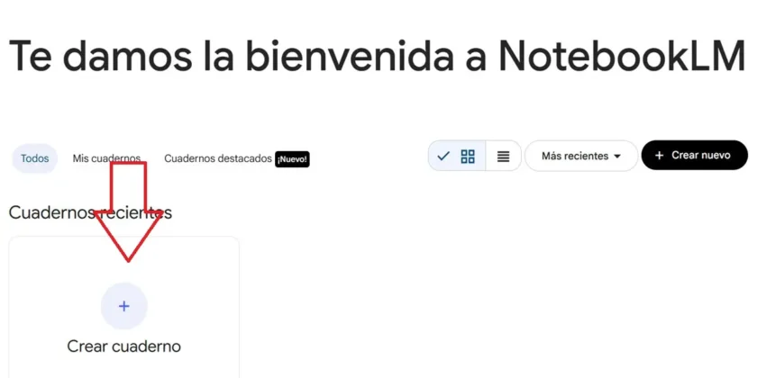 Crea un cuaderno en NotebookLM