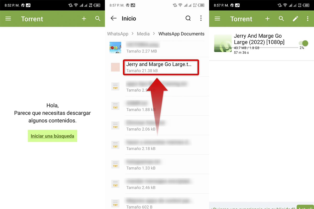 Pasos para abrir un archivo torrent en Android