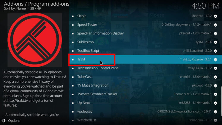 Cómo instalar el addon de Trakt en Kodi 7