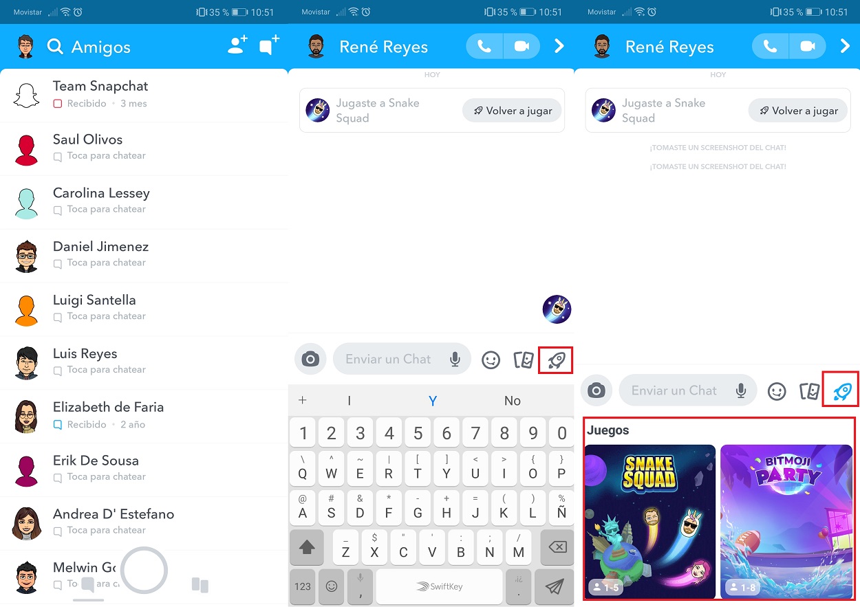 Como jugar en Snapchat