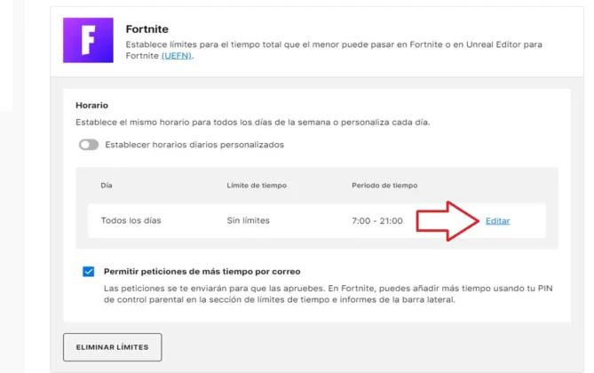 Como limitar el tiempo de juego en Fortnite