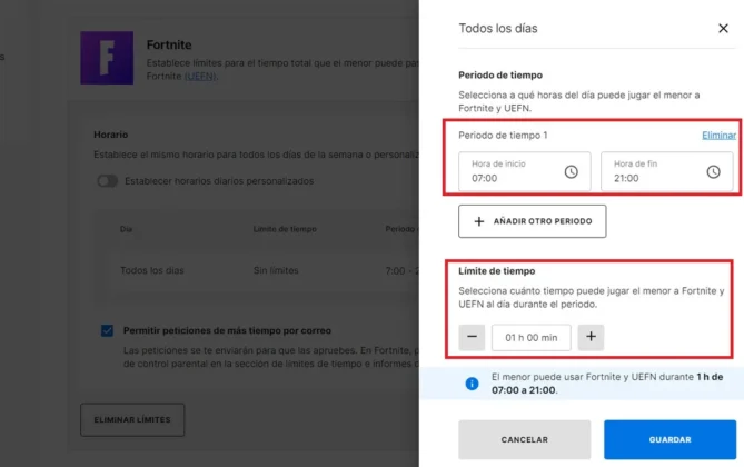 Como limitar el tiempo de juego en Fortnite