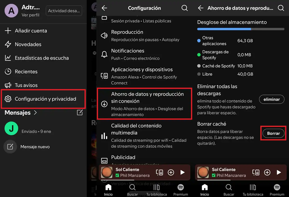 Como limpiar papelera de spotify en android