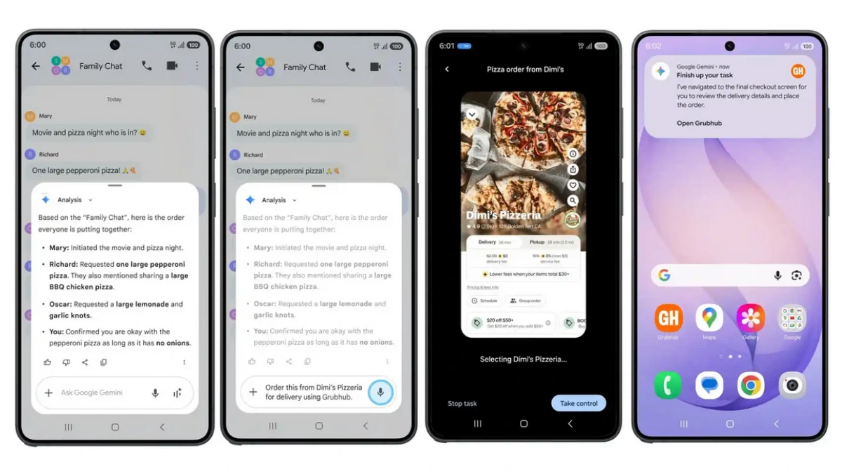 Como pedir comida, taxi, reservar vuelos gemini android