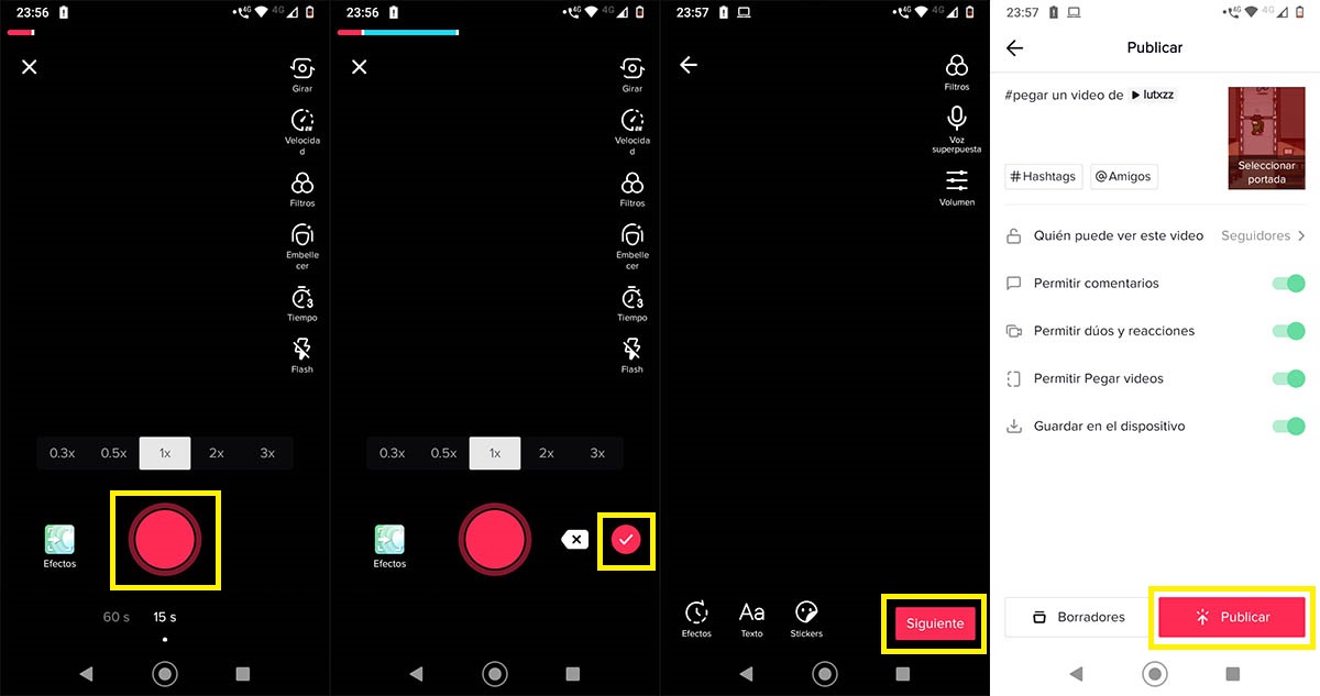 Como pergar un video con Stitch en TikTok