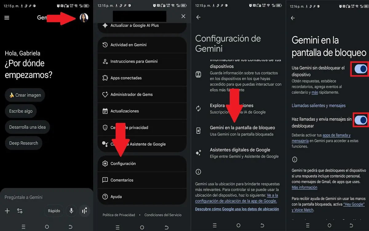 Cómo poner o quitar Gemini en la pantalla de bloqueo de Android