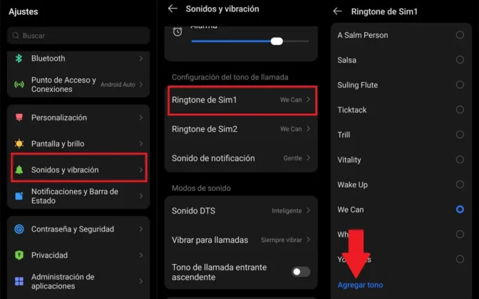Cómo poner una canción como tono de llamada en Android desde Ajustes