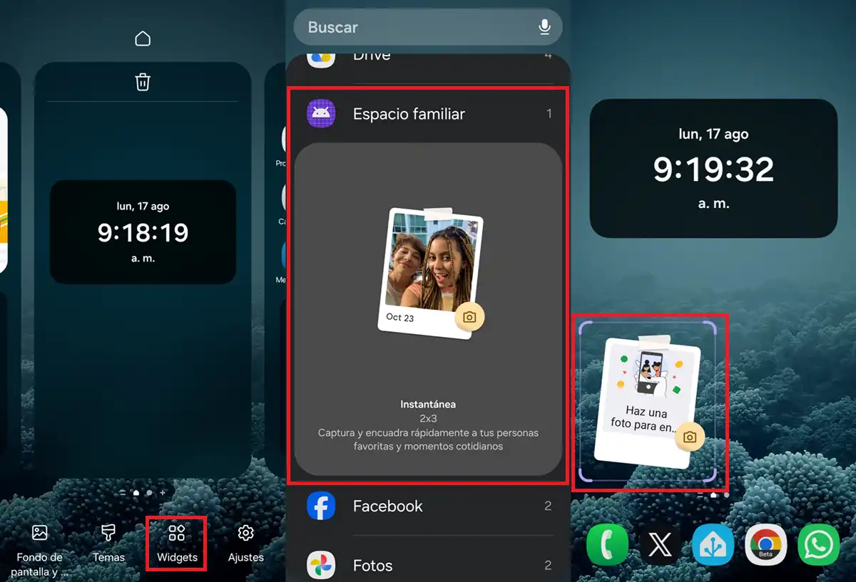 Como poner widget de foto instantanea en Android