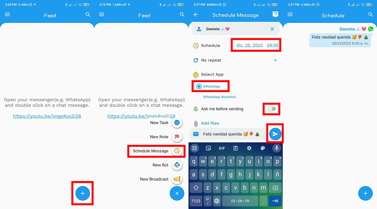 Cómo programar un mensaje de WhatsApp con Wasavi en un móvil Android