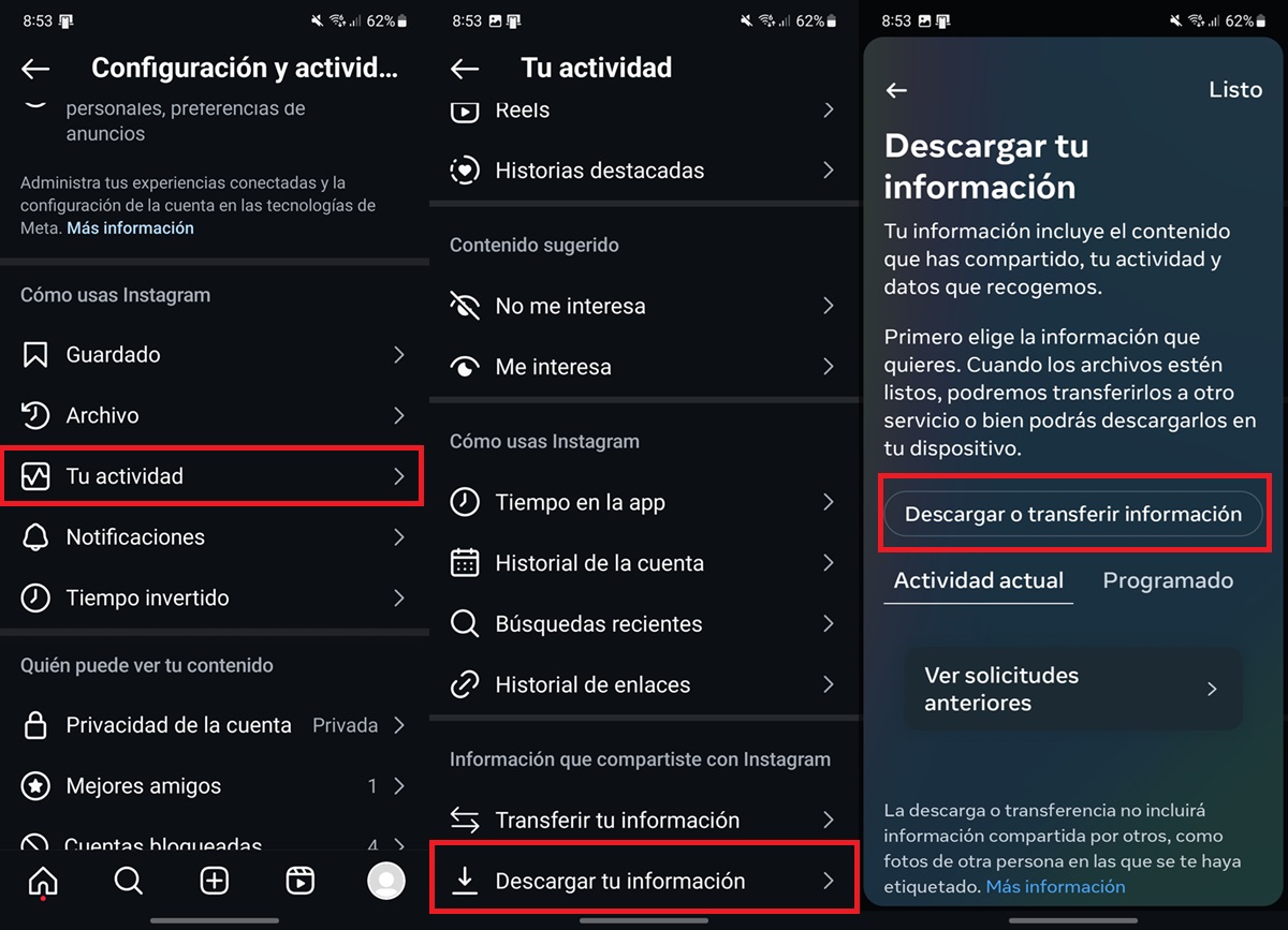 Como recuperar mensajes borrados de Instagram 1