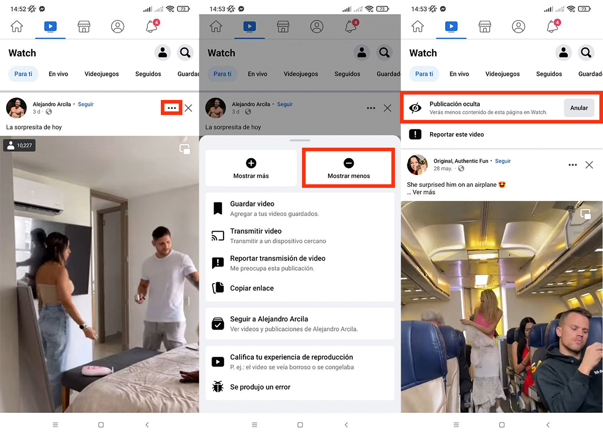 Como reducir la aparición de videos cortos en tu feed de Facebook pao 4 5 y 6