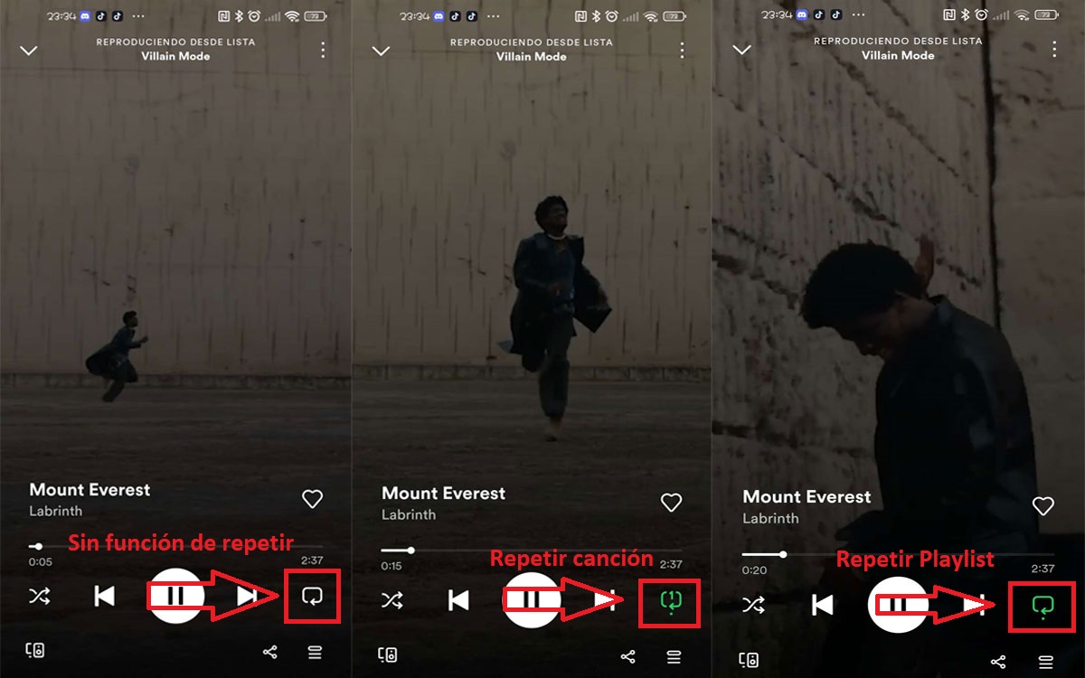 Repetir canción de Spotify desde móvil