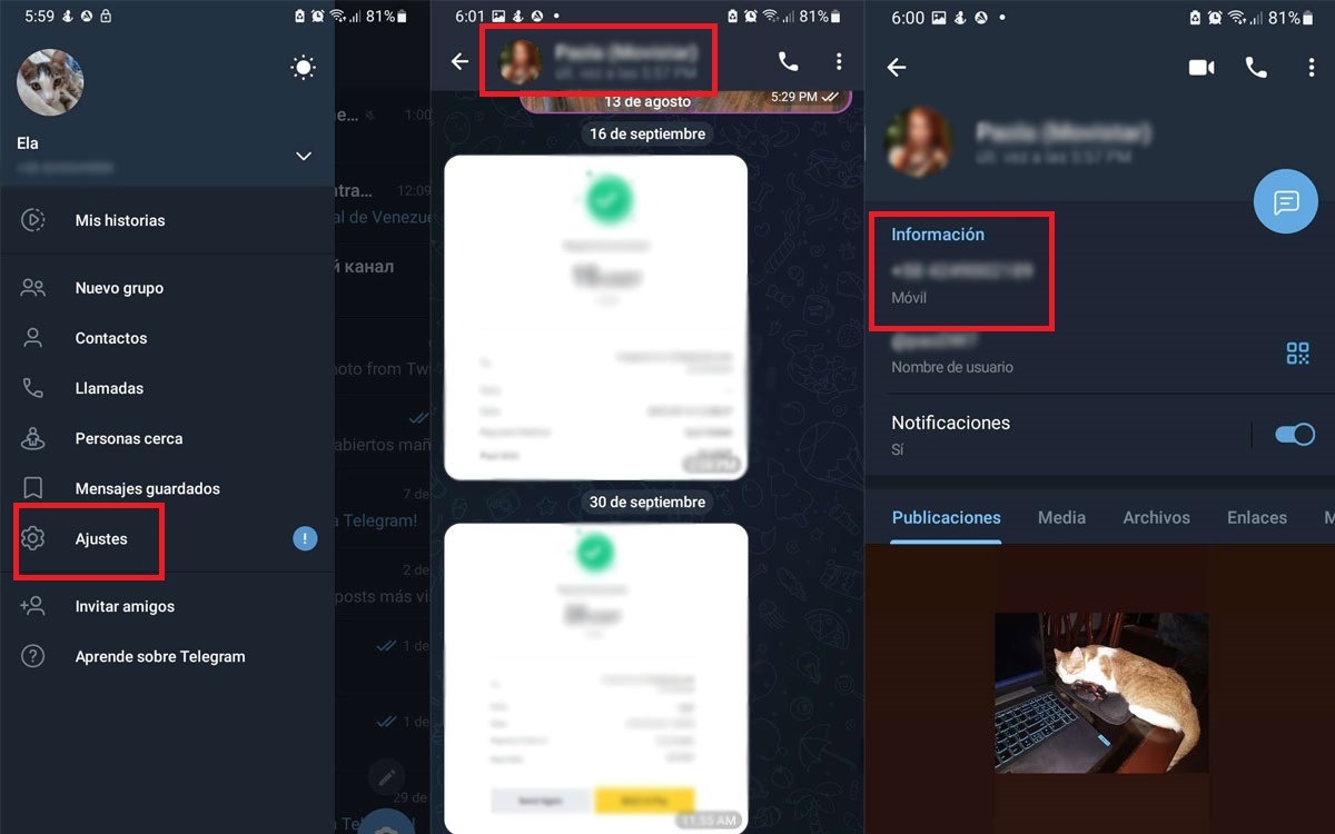 ¿Cómo ver el número de móvil de un contacto en Telegram? Paso a paso