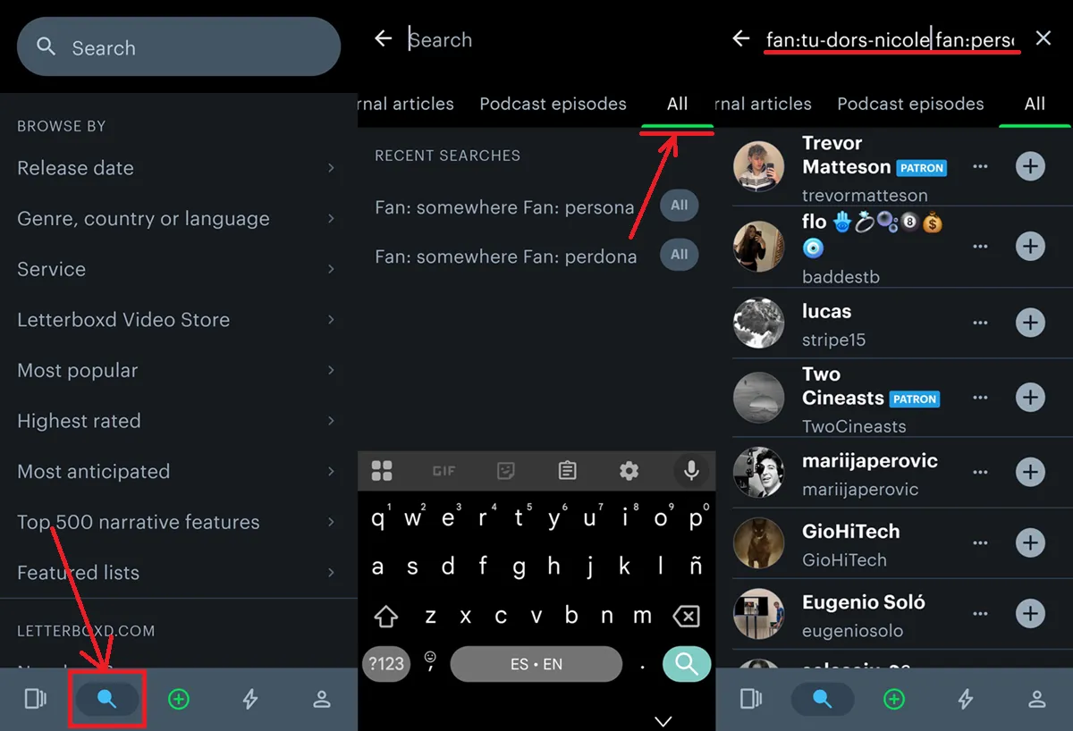 Como saber quien tiene tu mismo top 4 en Letterboxd manualmente