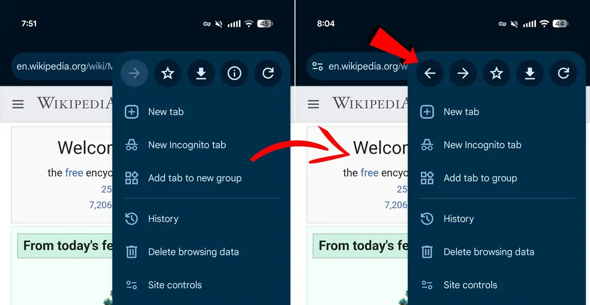 Como tener el boton de retroceso en google Chrome Android