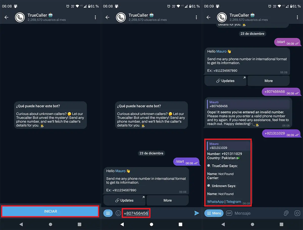 Como usar bot de Telegram TrueCaller