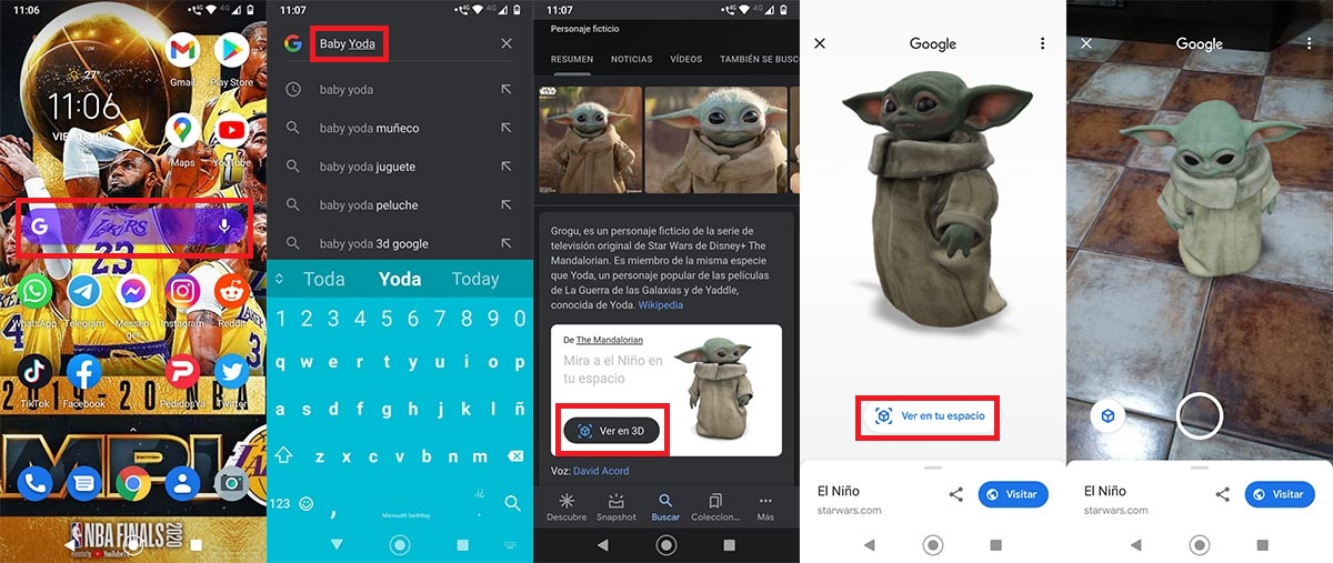 Como ver a Baby Yoda en 3D con Google