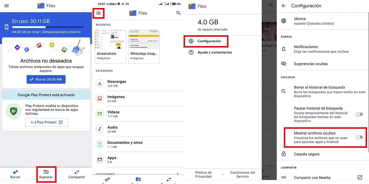 Como ver archivos ocultos en Android file