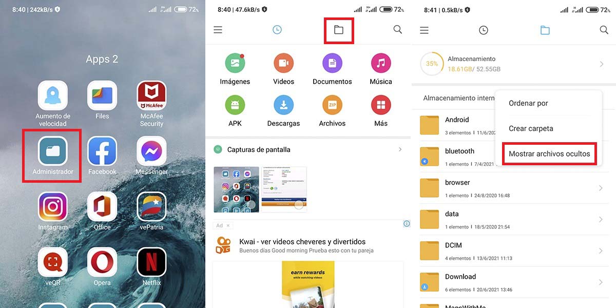 Como ver archivos ocultos en Android xiaomi