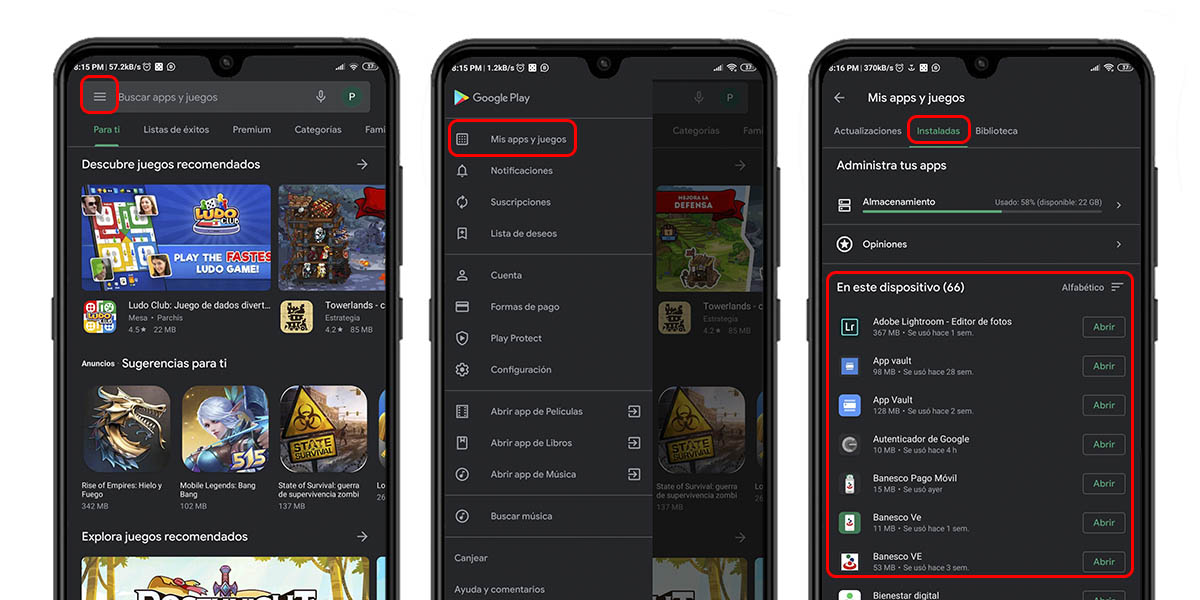 Cómo ver los juegos instalados en tu Android desde la Play Store,