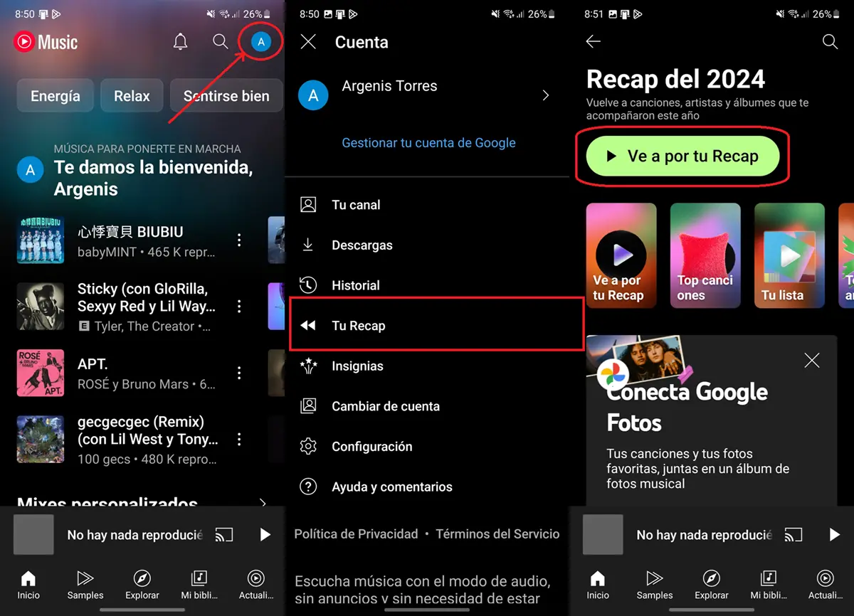 Como ver tu Recap 2024 de YouTube Music