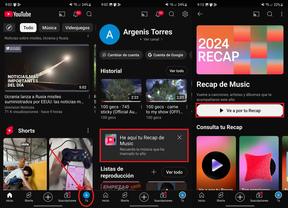 Como ver tu Recap 2024 de YouTube