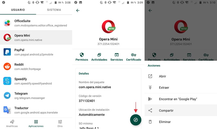 Compartir el APK de una aplicación instalada con Skit