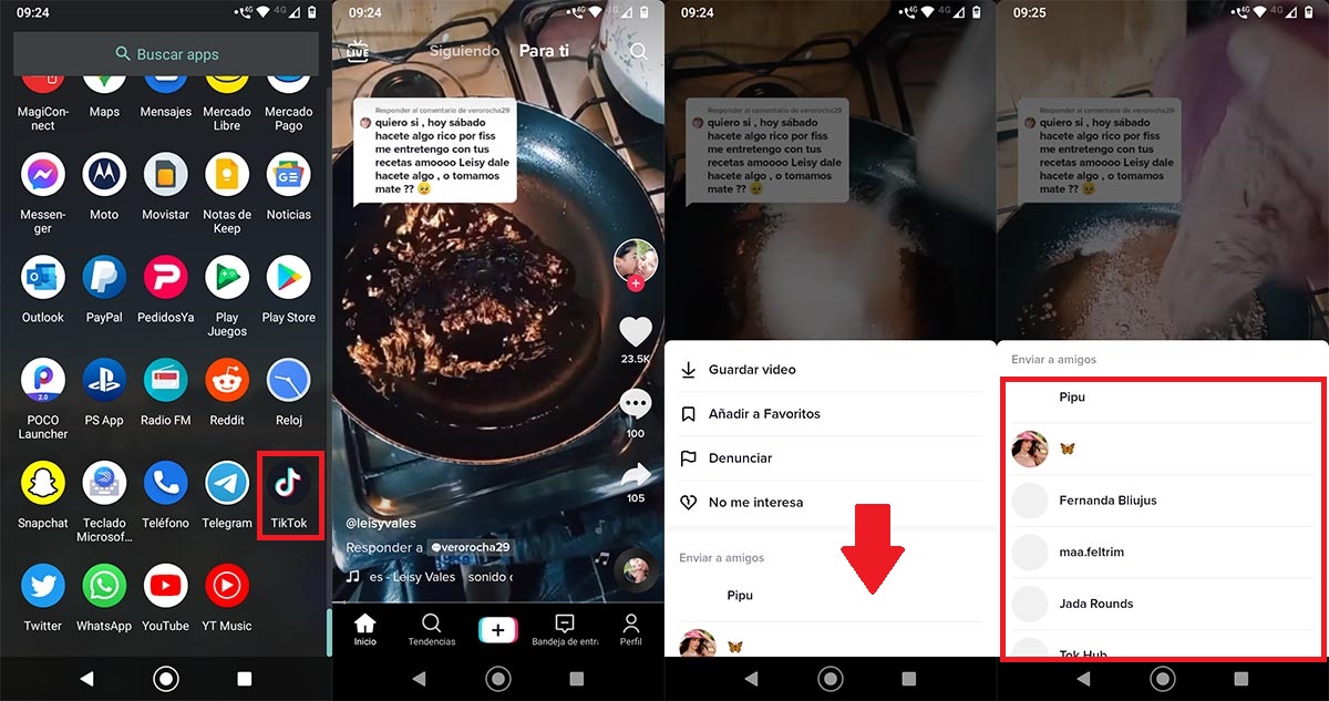 Compartir videos con otros usuarios de TikTok