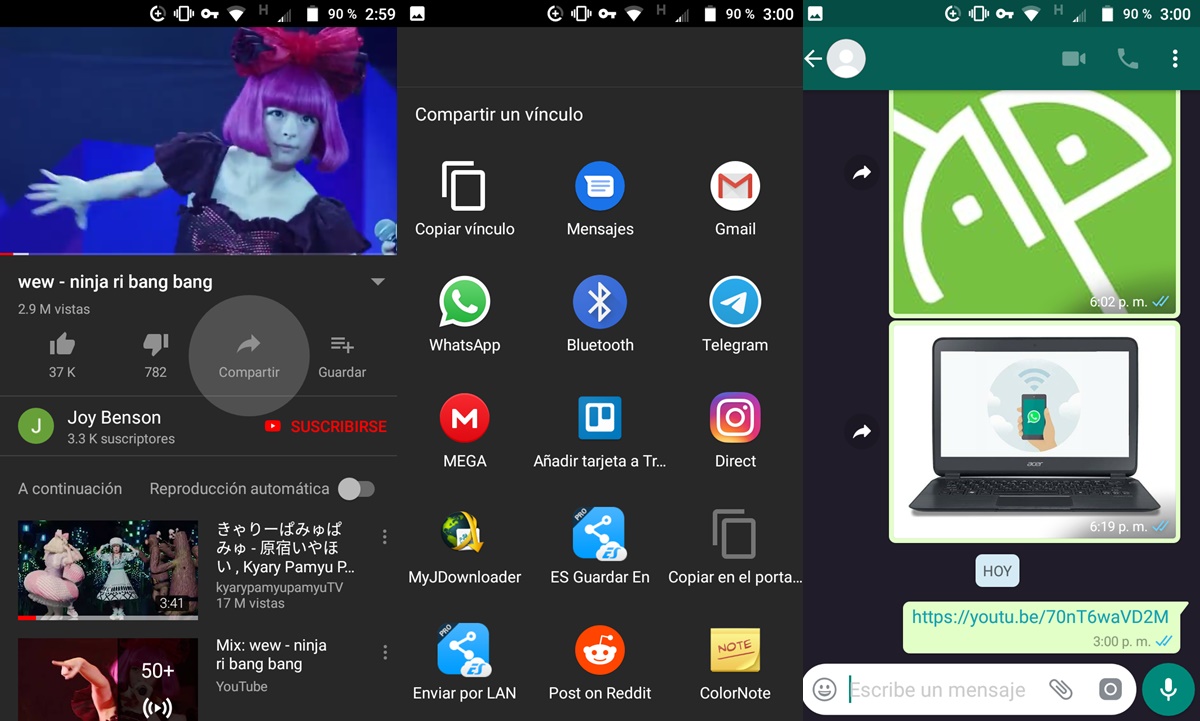 Compartir videos youtube whatsapp