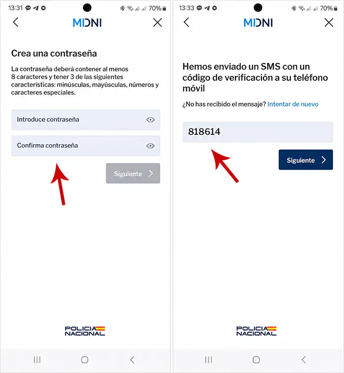 Completar registro MiDNI