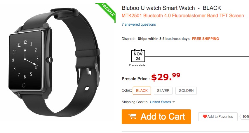 Comprar Bluboo Uwatch por 20 euros