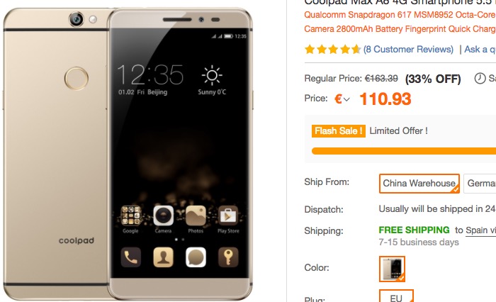 Comprar Coolpad Max A8 de oferta