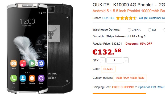 Comprar Oukitel K10000 barato