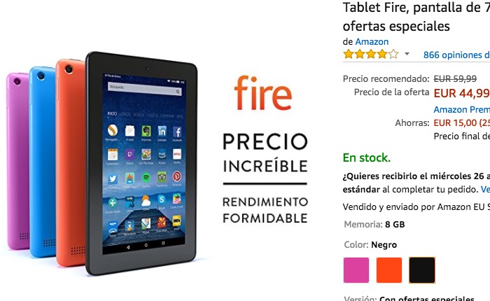 Comprar Tablet Fire de Amazon barata por 45 euros