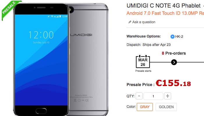 Comprar UMIDIGI C Note