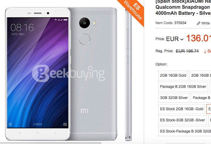 Comprar Xiaomi Redmi 4 espana barato