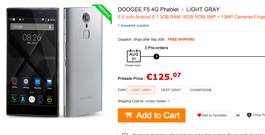 Comprar el Doogee F5 más barato