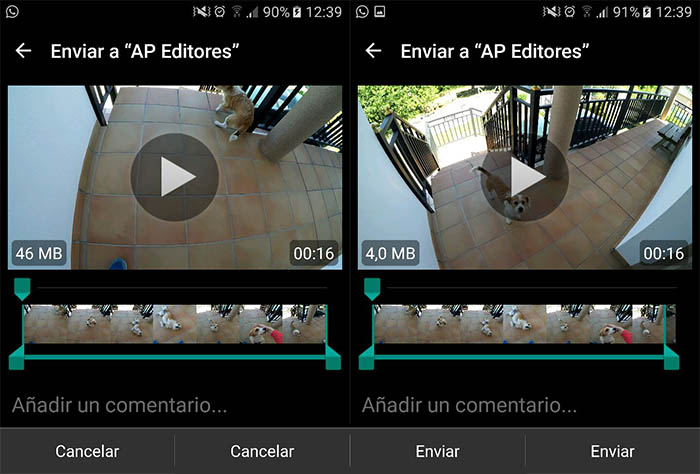 Comprimir video en WhatsApp