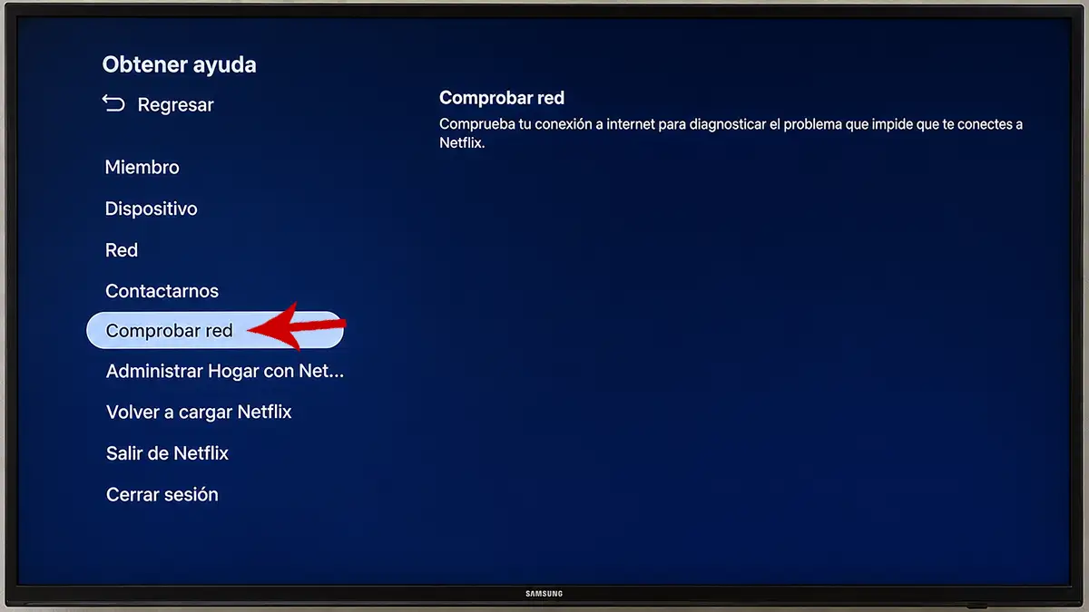 Comprobar red en Netflix TV