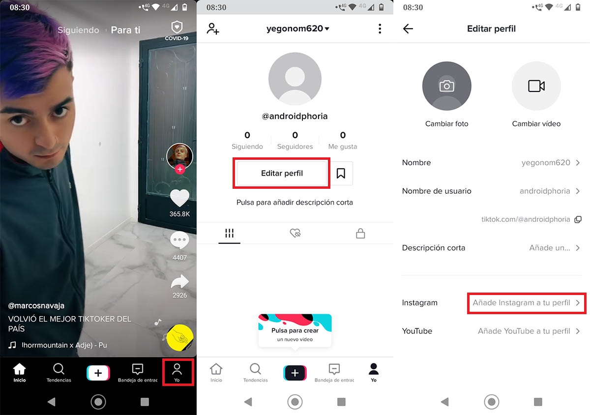 Conectar TikTok con Instagram