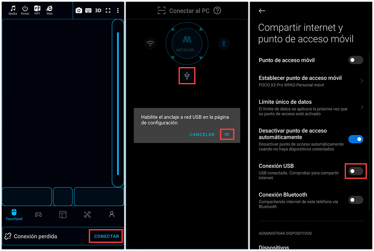 Conectar mediante USB tu movil como mando para PC