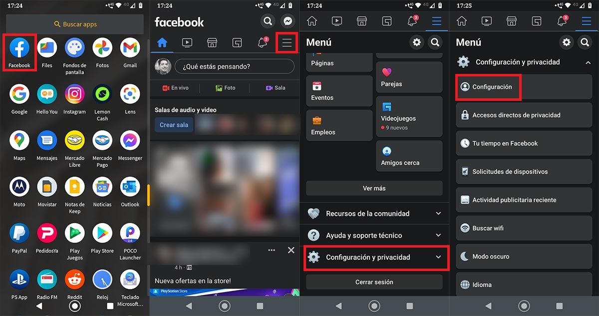 Configuracion aplicacion Facebook para Android