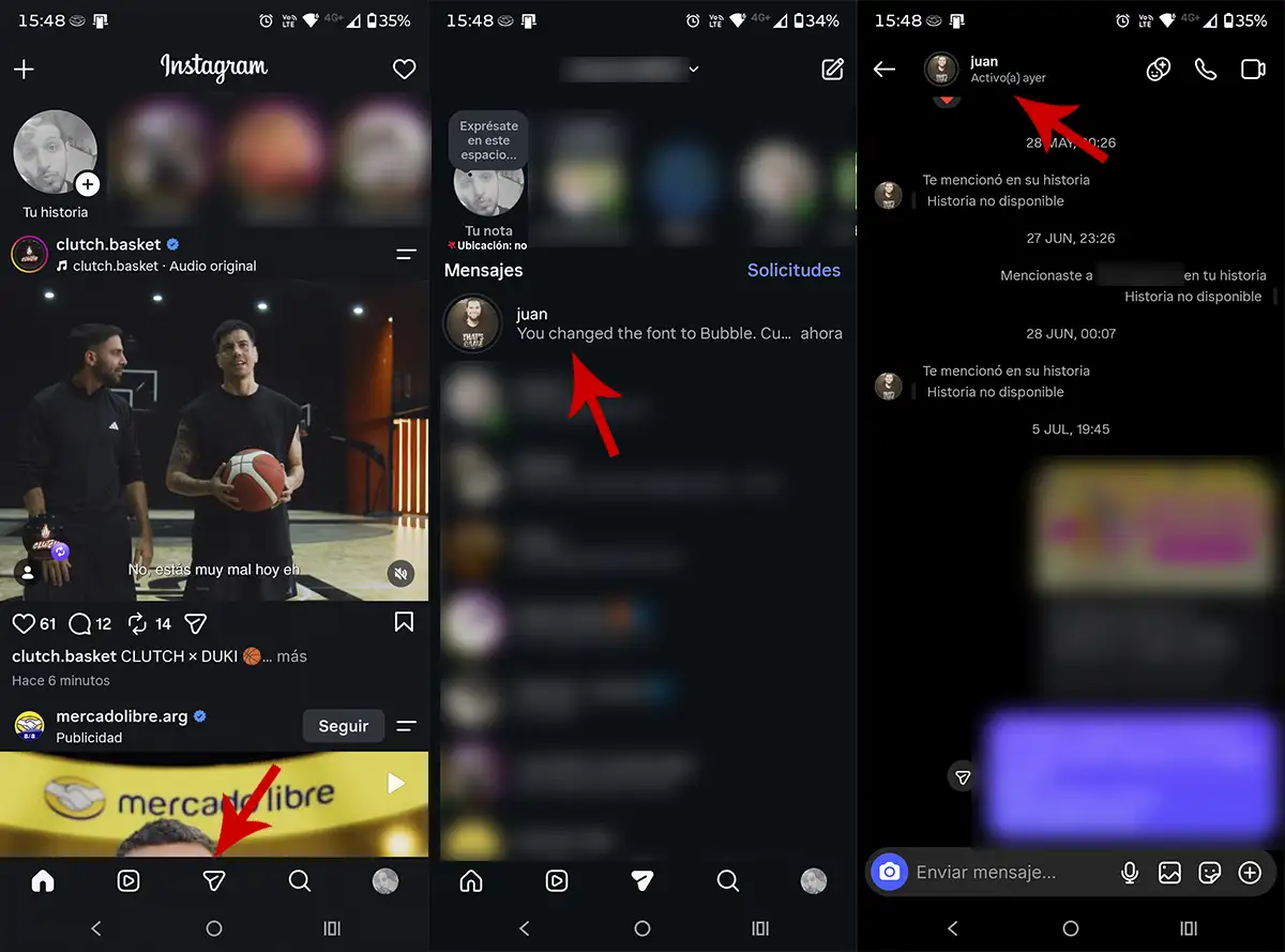 Configuración de conversaciones en Instagram