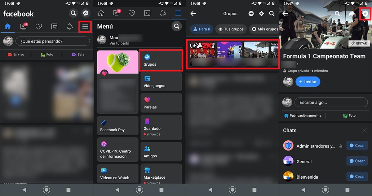 Configuracion grupo de Facebook
